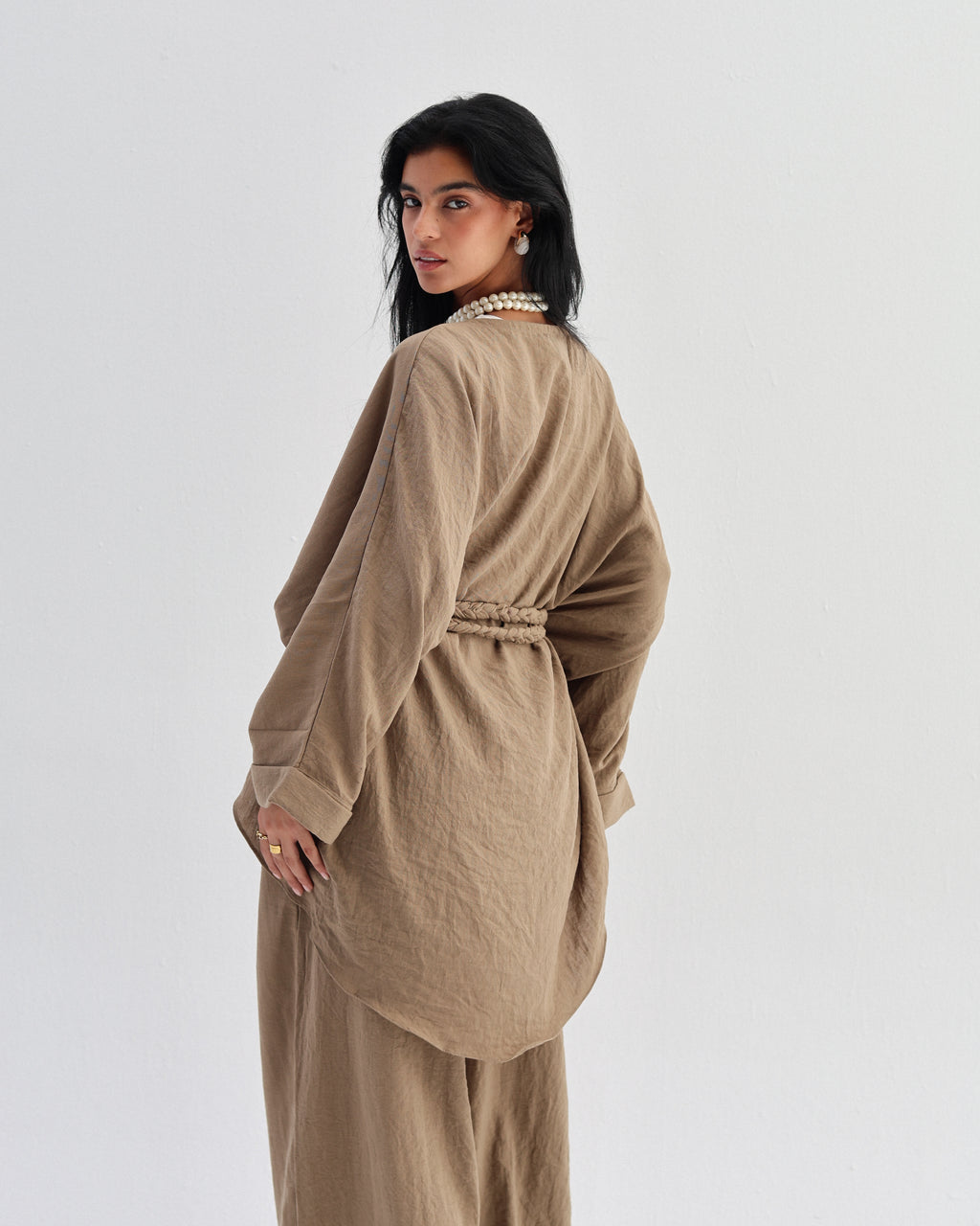 The braided waist set in khaki