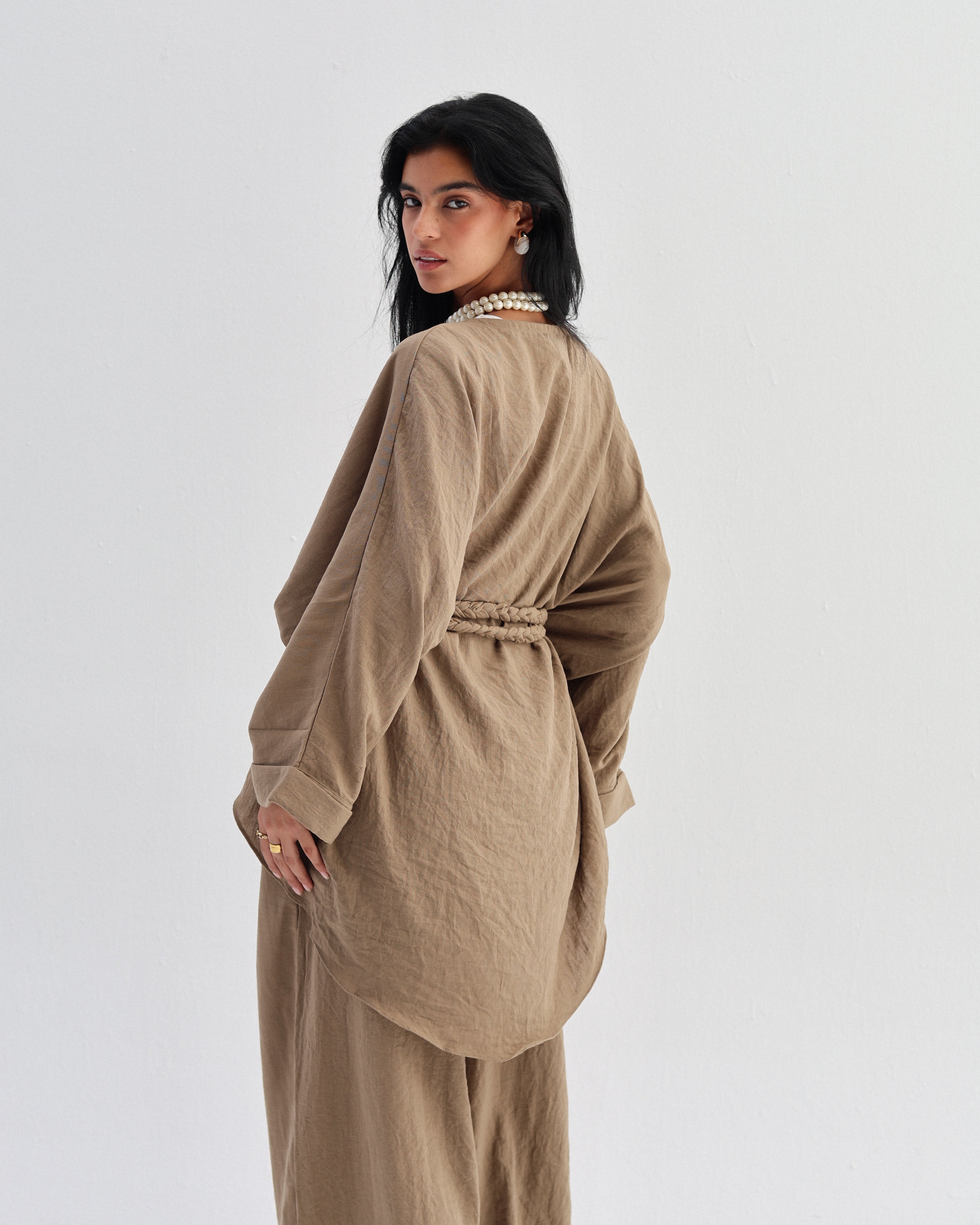 The braided waist set in khaki