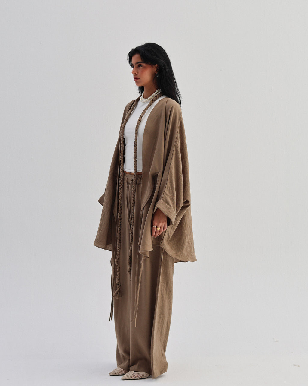 The braided waist set in khaki