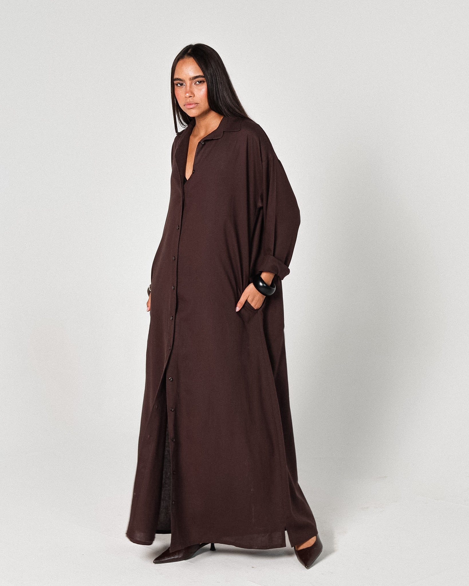 The linen shirt dress